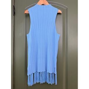 NWOT Saylor Zephina Sleeveless Ribbed Knit Fringe Resort Top in Cornflower Blue